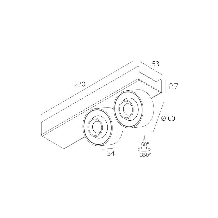 Skarlat  RSLC74126-2 2×7W WH+BK 3000K